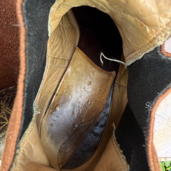 Worn Embroidered Leather Western Ankle Boots - Picture 4 of 11